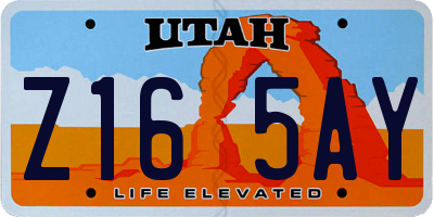 UT license plate Z165AY