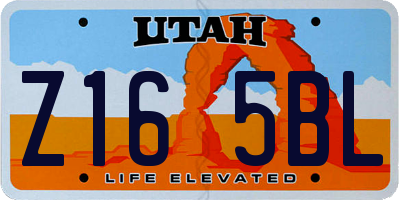 UT license plate Z165BL