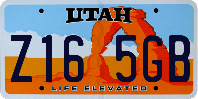UT license plate Z165GB