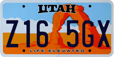 UT license plate Z165GX