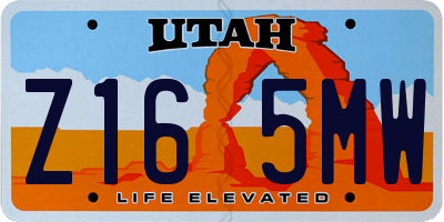 UT license plate Z165MW