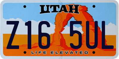 UT license plate Z165UL