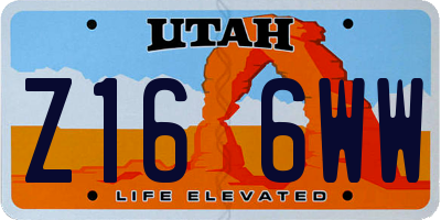 UT license plate Z166WW