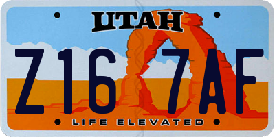 UT license plate Z167AF