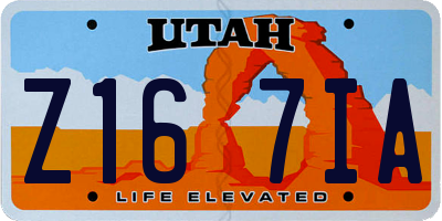 UT license plate Z167IA