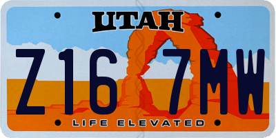 UT license plate Z167MW