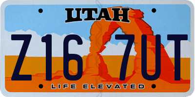 UT license plate Z167UT