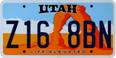 UT license plate Z168BN