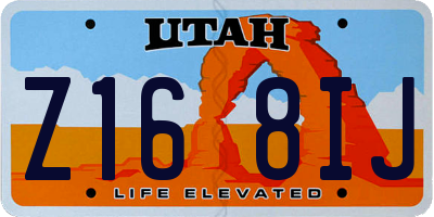 UT license plate Z168IJ