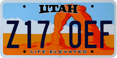 UT license plate Z170EF