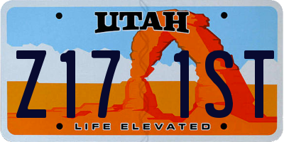 UT license plate Z171ST