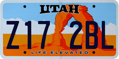 UT license plate Z172BL