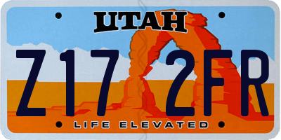UT license plate Z172FR
