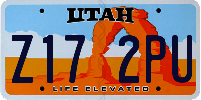 UT license plate Z172PU