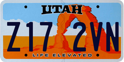 UT license plate Z172VN