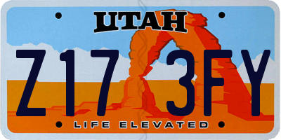 UT license plate Z173FY