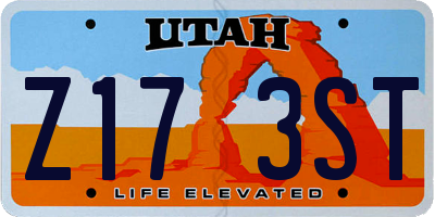 UT license plate Z173ST