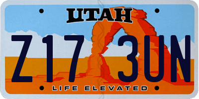UT license plate Z173UN
