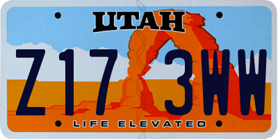 UT license plate Z173WW