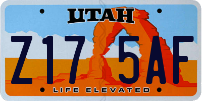 UT license plate Z175AF
