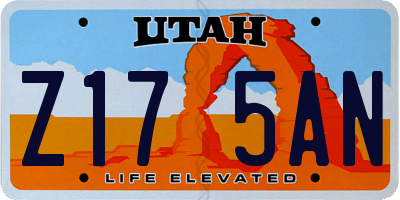 UT license plate Z175AN