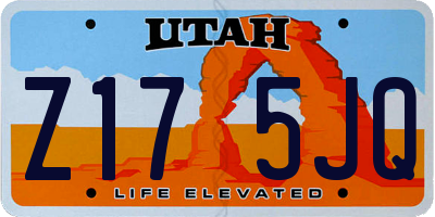 UT license plate Z175JQ