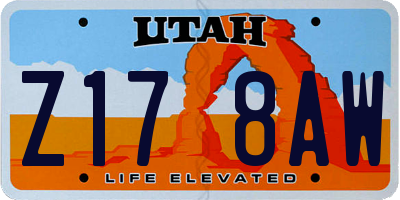 UT license plate Z178AW