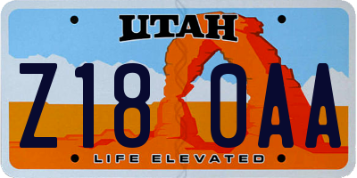 UT license plate Z180AA