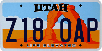 UT license plate Z180AP