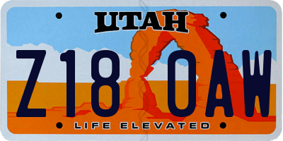 UT license plate Z180AW