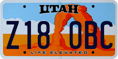 UT license plate Z180BC