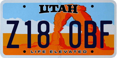 UT license plate Z180BF