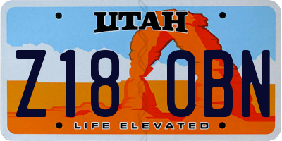 UT license plate Z180BN