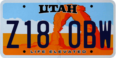 UT license plate Z180BW