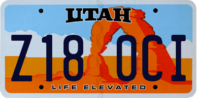 UT license plate Z180CI