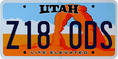 UT license plate Z180DS