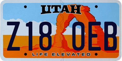UT license plate Z180EB