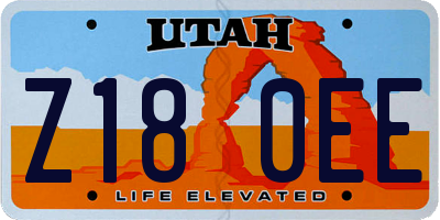 UT license plate Z180EE