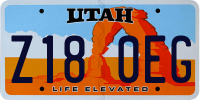 UT license plate Z180EG