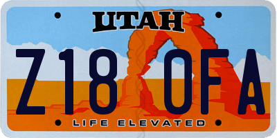 UT license plate Z180FA