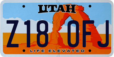 UT license plate Z180FJ
