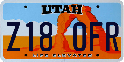 UT license plate Z180FR