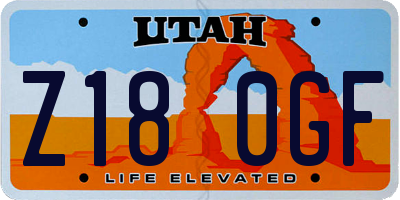 UT license plate Z180GF