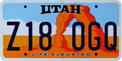 UT license plate Z180GQ