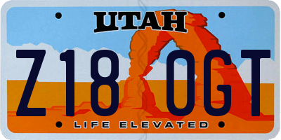 UT license plate Z180GT