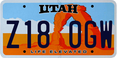 UT license plate Z180GW