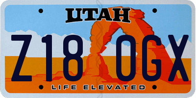 UT license plate Z180GX
