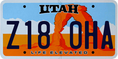 UT license plate Z180HA