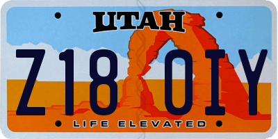 UT license plate Z180IY