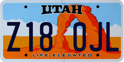 UT license plate Z180JL